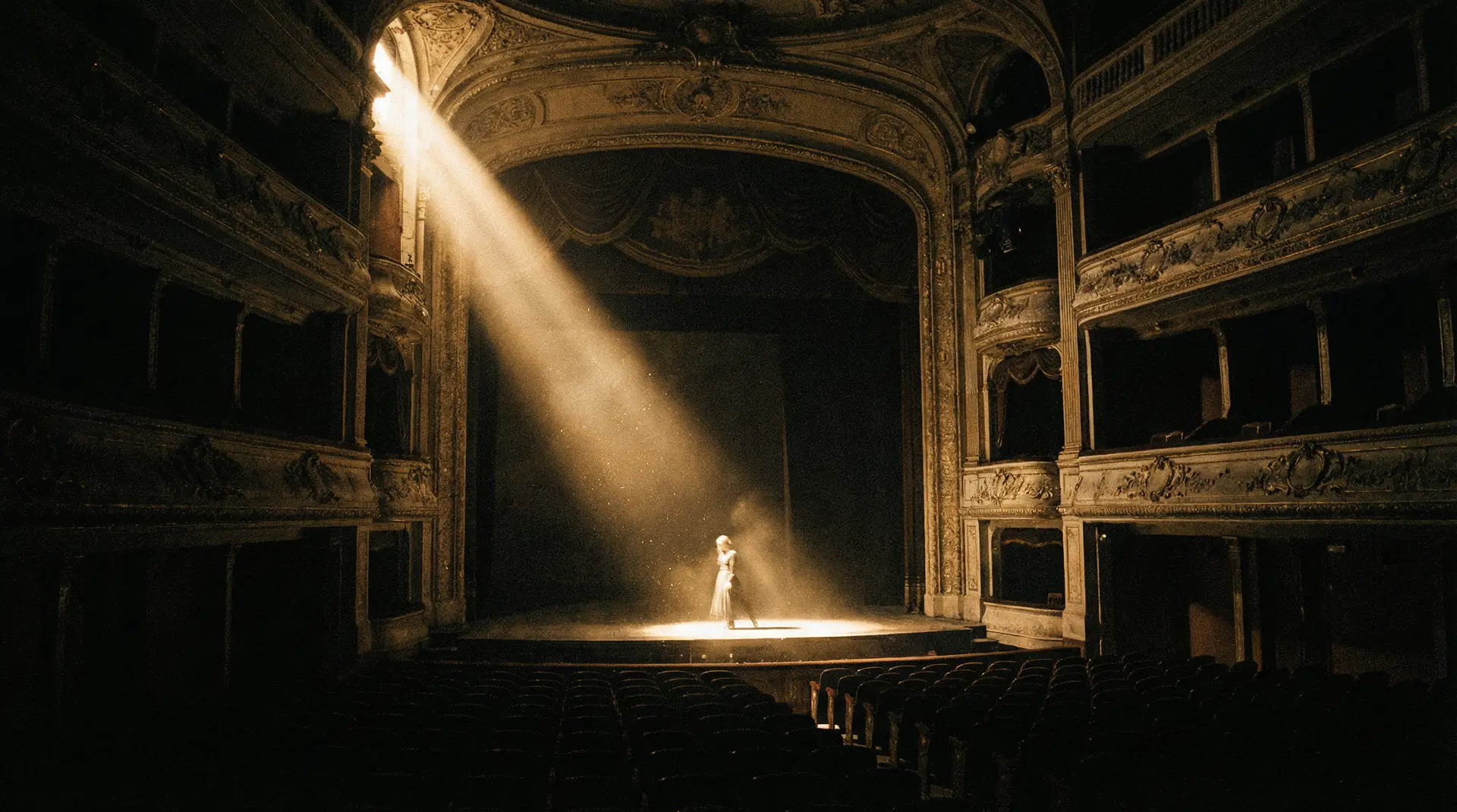 无限臀山 艺术探索系列 - 光影构图，聚光灯穿透华丽剧院的黑暗