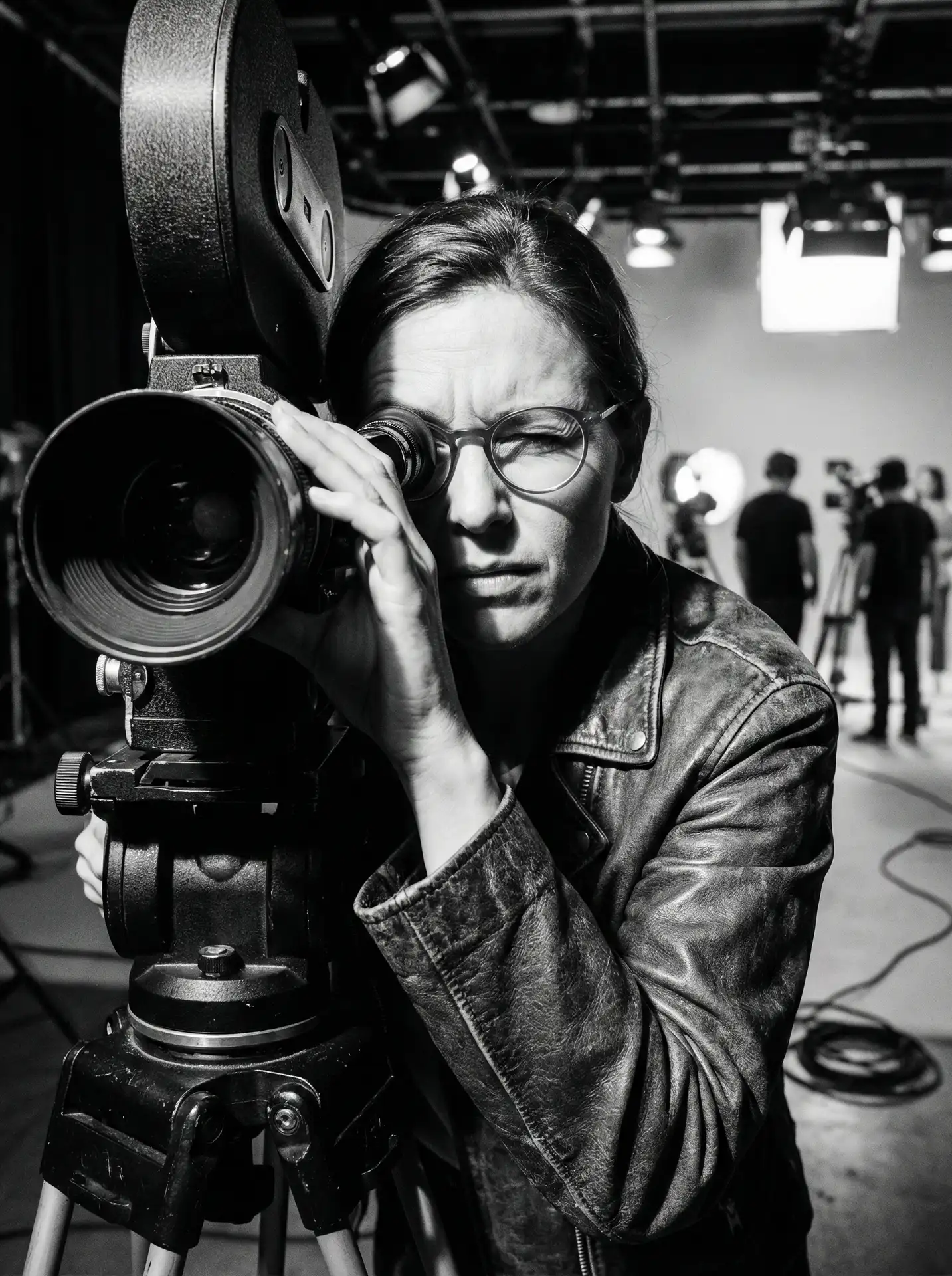 无限臀山 签约导演林夕瞳黑白肖像，透过摄影机取景器凝视